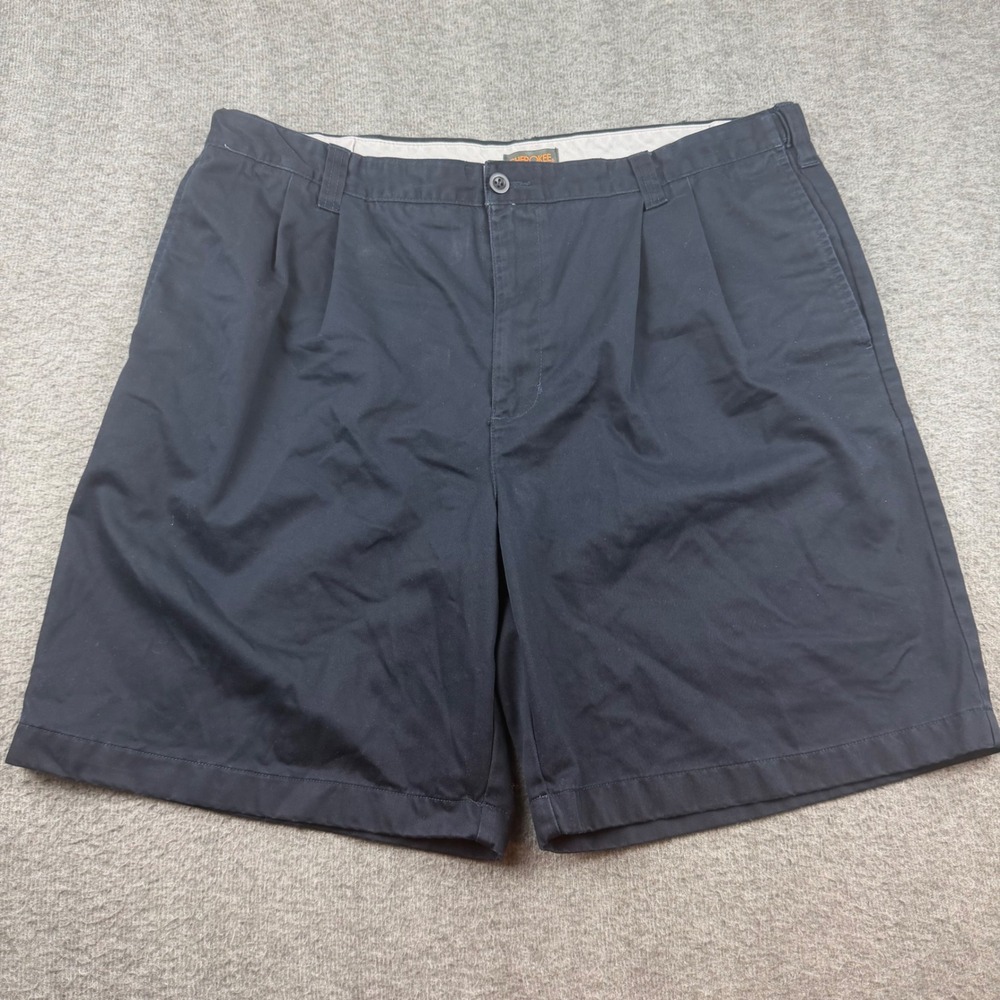 Cherokee Chino Shorts Men's 40 Navy Blue Pleated Front 100% Cotton Casual